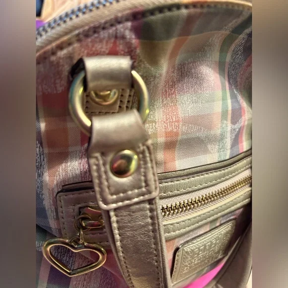 COACH Pink Poppy Plaid Satchel - Picture 4 of 16
